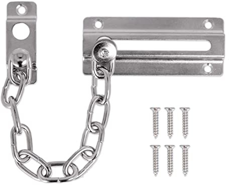Door Security Chain Lock 85 x 35mm – Chrome Chain Door Guard Chrome Metal Safety Catch Restrictor Strong Bolt Slide Heavy Duty Metal Latch Front Door Chain with Screws.