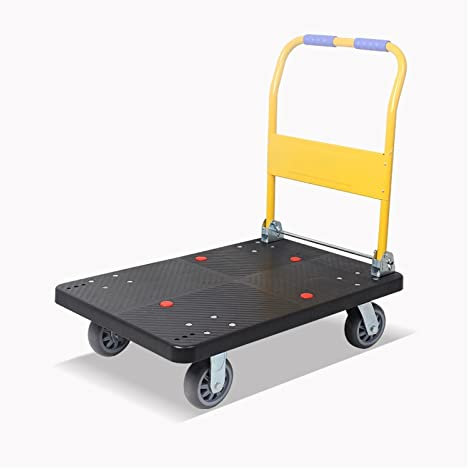TOMYEUS Plattformwagen Faltplattform LKW Kunststoffplatte und Metallgriff Moving Push Cart for Lagerkeller Flachbettwagen Easy Transport Hochleistungswagen (Size : 85-Simple)