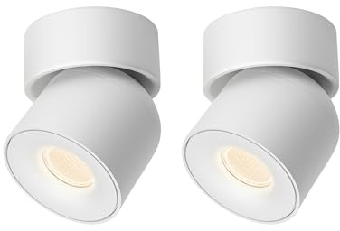 Aisilan 2 Pack White Ceiling Spotlights LED Dimmable 7W Warm White Rotatable Kitchen Spot Lights 360° Adjustable Single Wall Spotlights for Kitchen, Living Room, Bedroom, Stairs, Corridor, Lounge
