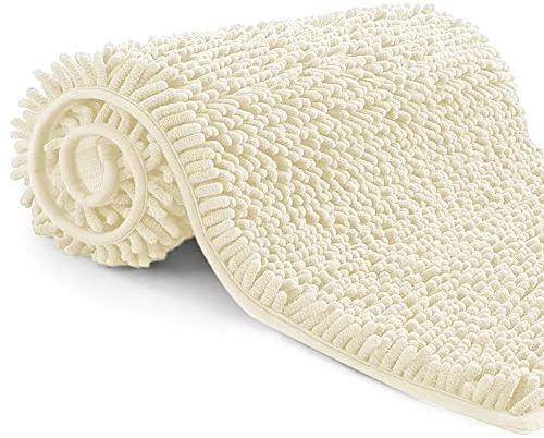 Poligono Alfombra baño de Microfibra, Alfombrilla de Pelo,Longitud 40 x 60 cm, Suave, Antideslizante,Beige