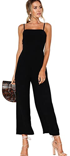 RPAEOY Women's Sleeveless Loose Jumpsuit Bodysuit High Waist Wide Leg Pants Summer Casual Playsuits All In One Romper for Party Holiday Going Out Overalls Black