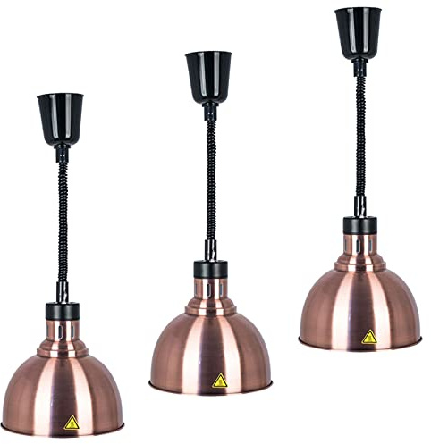 3PCS Lampada Riscaldante per Alimenti, Scaldavivande per Casa e Cucina, Commerciale Regolabile Appeso Lampade, Lampada Scaldavivande per Tenere in Caldo Cibi e Stoviglie (Color:Red bronze)