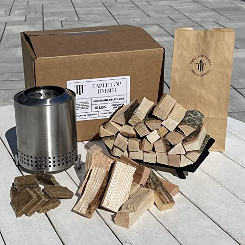 Mini-Feuerholz und Feueranzünder – 5 oder 4,5 kg gealtertes und abgelagertes Brennholz – 8,9 cm oder 14 cm Längen (kompatibel mit Solo Stove Mesa oder Mesa XL Tischfeuerstelle) (4,5 kg von 8,9 cm