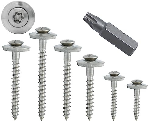 Stahlia Spenglerschrauben mit Dichtscheibe 4,5x30mm Torx Blechschrauben (100 Stück) Edelstahlschrauben Trapezblechschrauben DIN 9171 inkl. Bit TX20