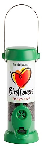 Vogelfutterspender für kleine Vögel Jacobi Jayne® Bird Lovers™ Kleine Nigersamen-Vogelfutterstation – Hängender Vogelfutterspender für Nigersamen – 0,5 Liter Fassungsvermögen. Leicht zu reinigender