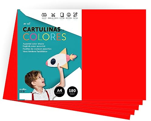 Farbkarton, Karton, A4, intensive Farben, 180 g, für Bastelarbeiten, Drucken Sie Ihre Dokumente und kreativen Designs, Farbfolien A4 · m-office (50 Blatt, Rot)