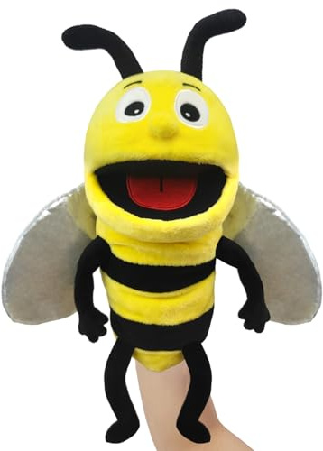 JUSTQUNSEEN Hand Puppet Realistic Plush Puppet 13,Insect Animal Puppets for Kids Insect Stuffed Animal Hand Puppet with Moveable Mouth,Soft Stuffed Bee Puppet Story Toy Puppets Role Play Show Game