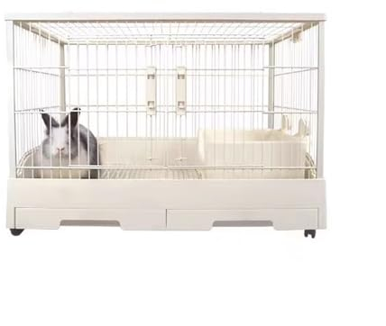 Hasenstall Innen for 2 Hasen mit Boden, avec Roues Universelles 360°, DIY Kleintierkäfig for Kaninchen, Chinchillas, Meerschweinchen, Katzen und Andere Kleine Haustiere, Zubehör Inklusive ( Color : Wh