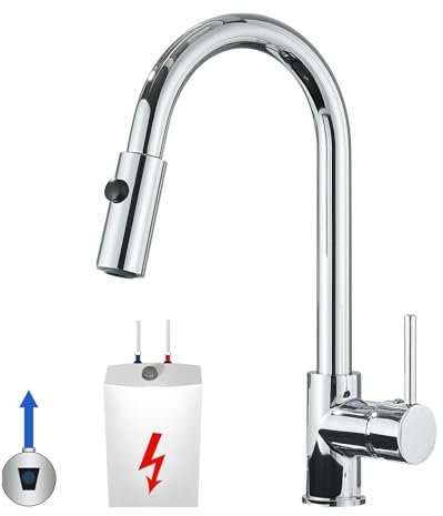 Cesinkin Niederdruck Armatur Küche Schwarz 360 ° Drehbare Wasserhahn Küche Ausziehbar Küchenarmaturen Niederdruck Ausziehbar Spültischarmatur Niederdruck mit 2 Strahlarten für Boiler