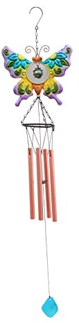KONTONTY Wind Chime Decorativo Campana Con Farfalle Colorate Pendaglio Da Giardino Elegante Per Esterni Suono Melodioso e Design Unico Per Cortili e Balconi