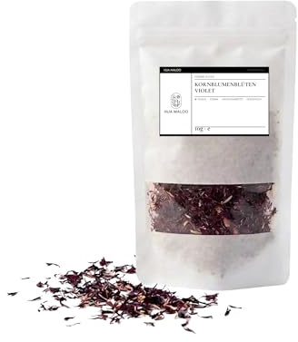HUA MALOO Essbare Kornblumenblüten Violet 10g – Getrocknete Blüten für Tee, Desserts & Deko | Perfekt für Cupcakes, Salate & Torten