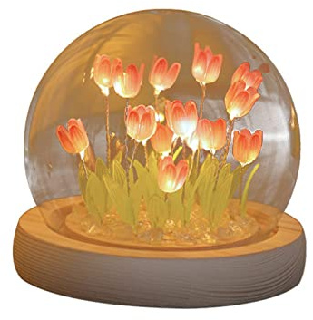 Tnfeeon 10 Fiori Rosa Fai da Te Tulipano Luce Notturna Fiore Nuvola Tulipano Specchio Luce Notturna Lampada Tulipano in Design Nuvola Lampada da Scrivania Nuvola Tulipano per Camera da