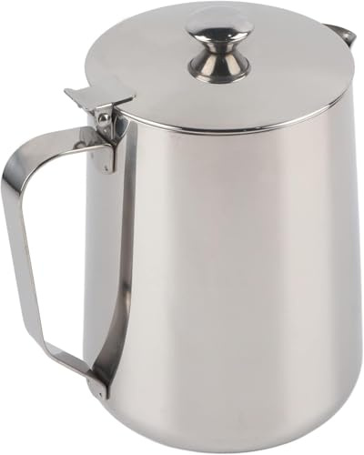 HAOHIZE Pichet à mousse de lait, récipient à lait Tasse à café en acier inoxydable Tasse Pichet à mousse de lait avec couvercle pour café au lait Art pour cuisine de bureau (250ml)