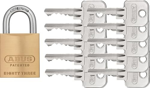 ABUS Vorhängeschloss Messing 83/45 mit 10 Schlüssel vs. - gehärteter Stahlbügel, nano protect - wetterfest - Security Level 8