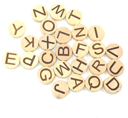 IWOWHERO Spielzubehör 78pcs Holz Großbuchstaben Scheiben Pädagogisches Alphabet Patches Multi-use