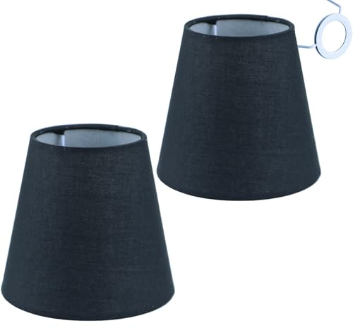 Sinta 2 Pack Lampenschirme Stoff Moderne Ersatz Lichtschirm E14/E27 Ersatzschirm Klein hängelampe für Kerze Kristall Kronleuchter Candle Light Wand Licht Tischleuchte,Schwarz