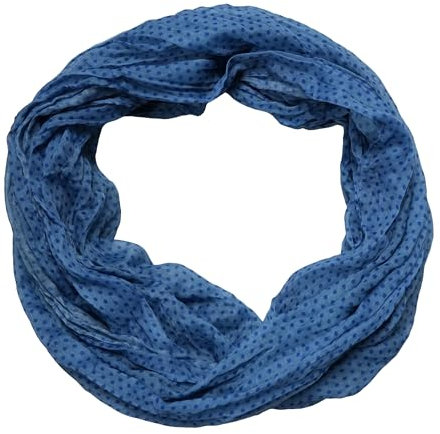 beybey® zarter Damen Loop Schal aus einem sehr feinen Material aus Seide und Baumwolle und in exkluisve Farben. (Punkte traumblau)