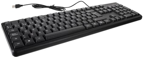 HOMSFOU Clavier Filaire USB Noir pour Ordinateur, 104 Touches Pavé Numérique, Matériau Abs, pour Bureau et Usage à Domicile, Productivité et Saisie Pratique