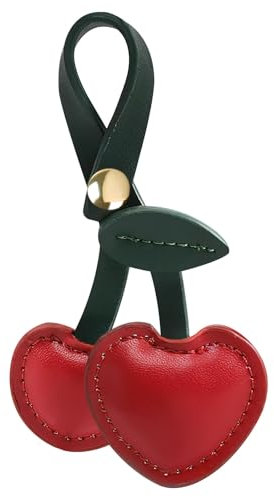 APOMOONS Kirschen Schlüsselanhänger Leder, PU Taschenanhänger Damen Bag Charms, Bag Charm Taschen Anhänger Tasche, Schlüsselanhänger Rot Kirsch Anhänger, Cherry Charm Geburtstagsgeschenke für Damen