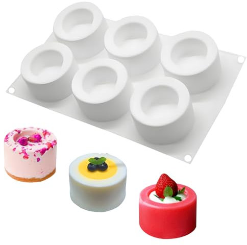 Shot Glass Chocolate Silicone Molds, 6-Cavity Round Mousse Molds for Ice Shot Glass Cookie Candy Mousse Dessert Pudding Dessert