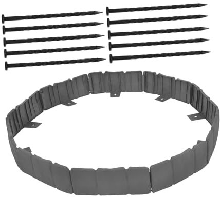 TINEASUR Bordura e Decorazione Effetto Pietra in Plastica per Giardino Facile da Installare 10 Pezzi con Picchetti per Recinzione per Vialetti e Giardini