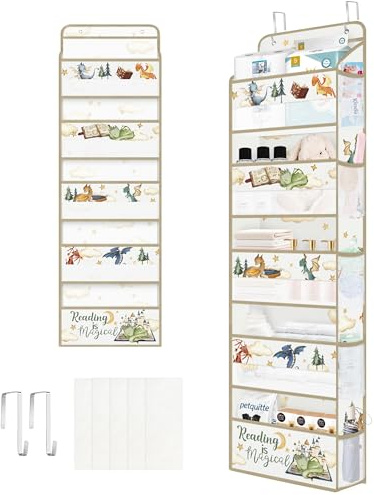 Clastyle Dinosaurier Tür Hängeaufbewahrung Faltbar Hängeorganizer für Camping Bad Schrank Schlafzimmer Türorganizer für Kinder Kleidung Spielzeug Windel, Magie, 5 Fächern