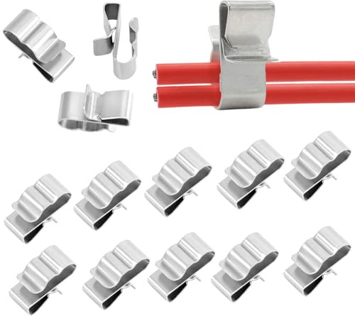 50 Pièces Clips pour Câble Photovoltaïque, Clips de Fil Métallique Remorque, Acier inoxydable 304 Cadre de Câble Pince en Acier, 4 Mètres Carrés avec 2 Lignes, Convient pour L'assemblage de Câbles