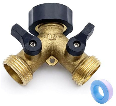 Répartiteur en Y à 2 voies avec robinets d'arrêt pour deux tuyaux d'alimentation pour connecter 2 appareils réfrigérateur et lave-vaisselle, 3/4 