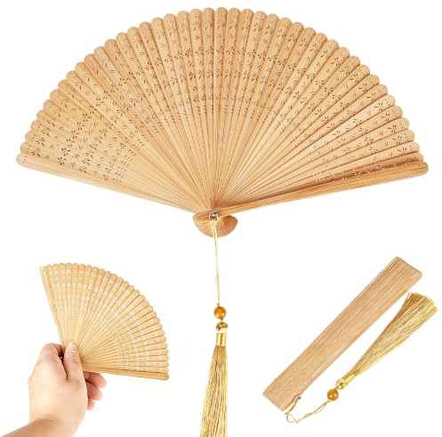 YHNDECO Ventaglio a mano, scomparti per sauna, scomparti in bambù, scomparti in bambù, scomparti pieghevoli, scomparti pieghevoli, scomparti a forma di cuore, per matrimoni, serate di ballo, feste