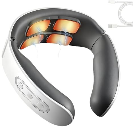 Neck Massager for Neck Pain, Portable Neck and Shoulder Massage, Electric Heated Cervical Spine Massager with 6 Modes, 9 Intensity Levels, Relieve Stress for Home, Office and Travel (A)