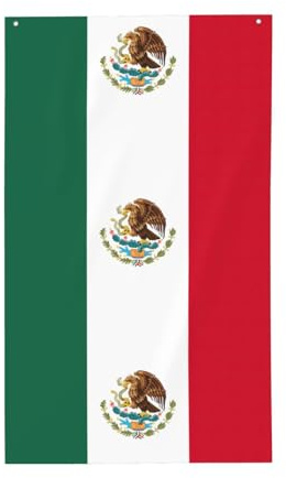 Drapeau du Mexique imprimé pour l'extérieur - Toutes saisons - Motif simple face - Pour cour, porche, terrasse