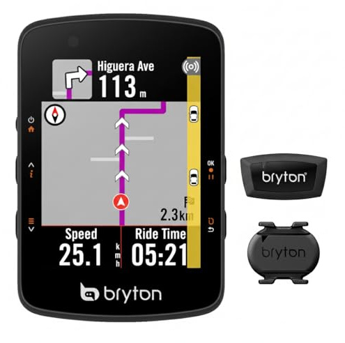 Bryton Rider 550 GPS Fahrradcomputer Sensor-Bundle mit 37 Stunden Akkulaufzeit, 2,8-Zoll Farbdisplay und Fahrradnavigation