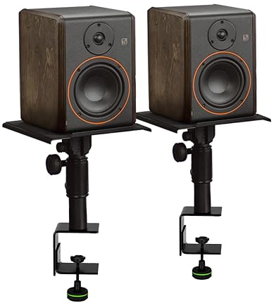 Palmer STUDIMON5 Aktive 5 Zoll Nahfeld-Studiomonitore (2X) und Gravity SP3102TM Monitor-Ständer mit Tischklemme (2X) – Bundle, Schwarz