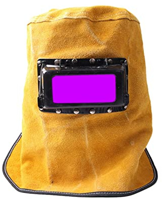 Cowhide Welding Cap, Flip Up Welding Helmet Solar Auto Darkening Filter Lens Leather Hood Multicolor