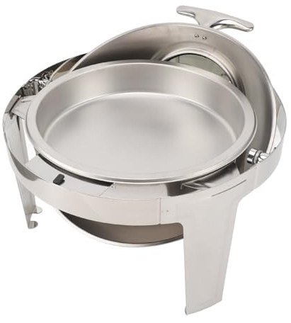 Sahgsa Chafing Dish - Set da buffet, in acciaio inox, 6 l, buffet, catering, scalda cibo, caldaia alcolica, coperchio in vetro visibile, rotondo (1 padella a grandezza naturale)