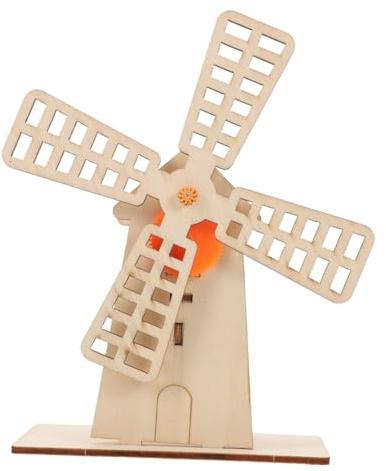 ERINGOGO Handmade Wood Windmill Science Kit with Gear Transmission DIY Rotating Stem Model for Educational Engineering for Interactive Learning and Craft