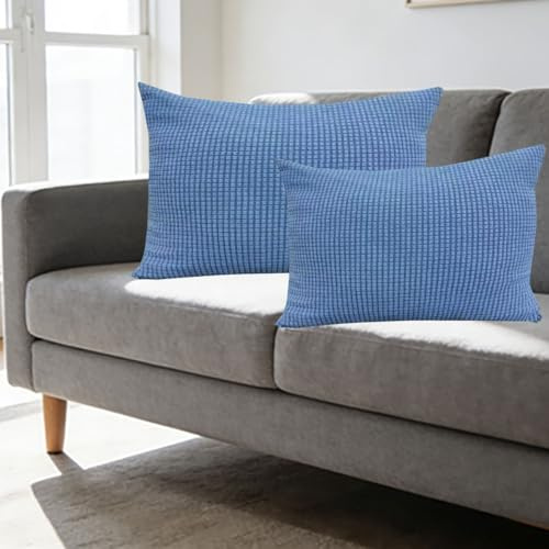 2-Pack Kuddfodral för Soffa | Mjukt Fløjl med Anpassningsbara Storlekar | Skyddsöverdrag Osynlig Dragkedja, Elegant Dekoration(Misty Blue,50x60 cm)