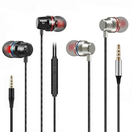 2 Piezas Auriculares In-Ear con Cable, Auriculares Jack con Micrófono y Control de Volumen, Diseño Ergonómico, Compatibles para como Galaxy, Tablets y Portátiles, Dispositivos de 3,5 mm