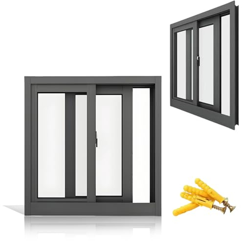Aluminum Sliding Basement Window with Tempered Glass, Ventilation for Fresh Air and Natural Light, Insulated Design with Secure Lock(Black,20x12in/51x30cm (WxH))