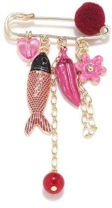 Einzigartige Anstecknadel mit Fisch- und Blumenmotiv aus Legierung für mehr Spaß in jedem Kleidungsaccessoire, modische Statement-Brosche, Verzierung, vielseitige Kleidungsnadel
