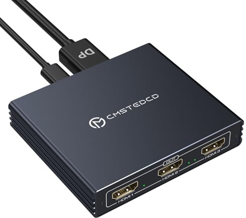 VEDINDUST 4K60Hz Displayport to 3 HDMI Adapter 1 in 3 Out Display Port DP 1.4 to three HDMI Splitter for PC Graphics Card Monitor Extended and Mirror Mode for Windows, MacOS Only Mirror Mode SST
