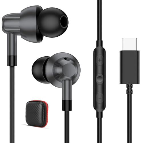 Auriculares USB C con Cable para Samsung A26 A16 A17 Galaxy A36 A56 A57 A37 | In Ear Tipo C Audifonos con Microfono Cancelación Ruido para iPhone 17 16e Xiaomi Redmi Note 15 Pro+ 5G POCO X8 Pro Pad 8 7 6