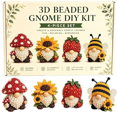 Lbaote 3D pärlstomme gör-det-själv-kit, pärlhantverk, 3D-pärlor tomte kit att tillverka, litet pärldjur gör-det-själv-set med färgglada pärlor och guider, kreativ hantverksgåva för vuxna och nybörjare
