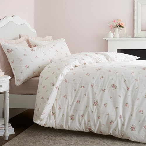 Bianca Vintage Rosebud Lace 200 Thread Count Double Duvet Set Cream