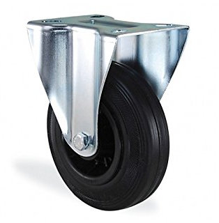 Roulette fixe caoutchouc noir diamètre 125mm charge 100kg