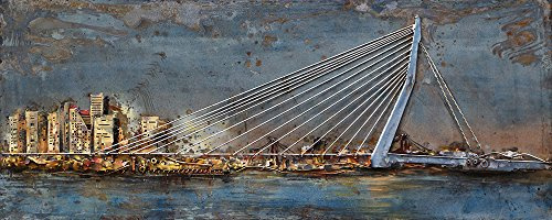 Vintage Line Handgefertigtes Metallbild Skyline ca. 150x60 cm Kunst Bild 3D-Optik Wandbild