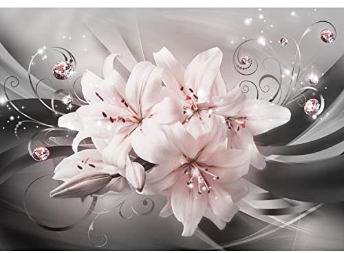Runa Art Fototapete Blumen Lilien 352 x 250 cm Vlies Tapeten XXL Moderne Wandtapete Wohnzimmer Schlafzimmer Schwarz Rosa 9434011b