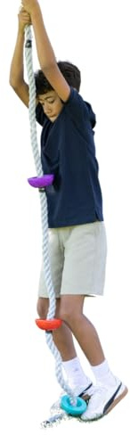 Slackers USA Ninja Rope, 2,5m langes, UV-beständiges PE Kunststoff- Kletterseil (Ø 3cm) mit 4 runden Fußtritten, einfache Befestigung an Ninja Lines, Schaukelgestellen, Baumhäusern oder Ästen, 980025