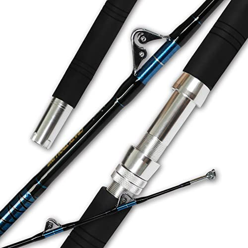Fiblink Salzwasser Offshore Heavy Trolling Angelrute Big Game Conventional Boat Fishing Rod Pole with All Roller Guides (Heavy Power, 5 Feet 1 Inch)