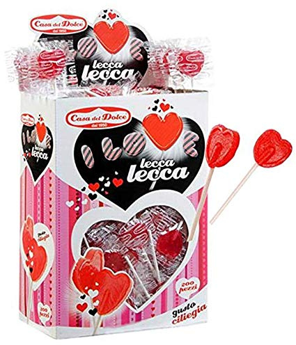 Casa del Dolce Lecca Lecca I Love Cuore Gusto Ciliegia 50 Pezzi